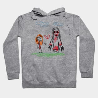 Nightmarish Scribbles: Unsettling Horrors Unveiled in Children's Drawings Hoodie